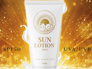Aurinkovoide logo-painatuksella 50ml
